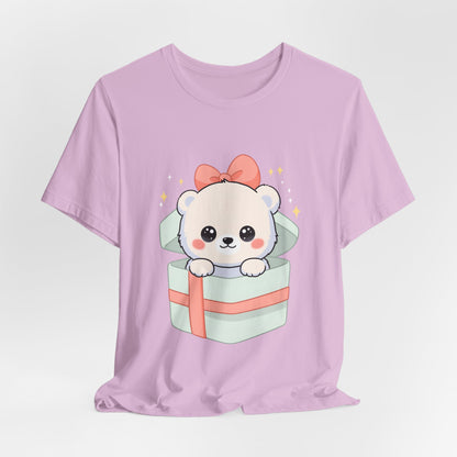 Kawaii Polar Bear Tee, Cute Gift Box Cub Unisex Shirt