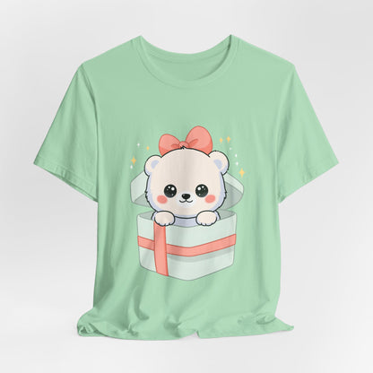 Kawaii Polar Bear Tee, Cute Gift Box Cub Unisex Shirt