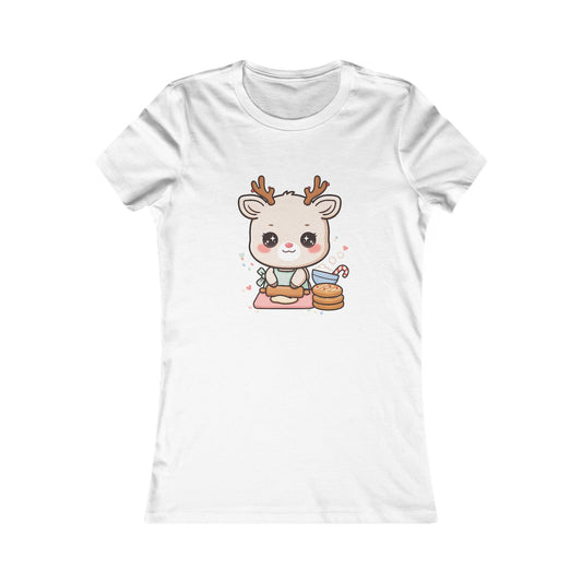 Kawaii Reindeer Christmas Tee for Cookie Lovers