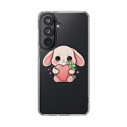 Kawaii Bunny Strawberry Phone Case, Clear Impact-Resistant