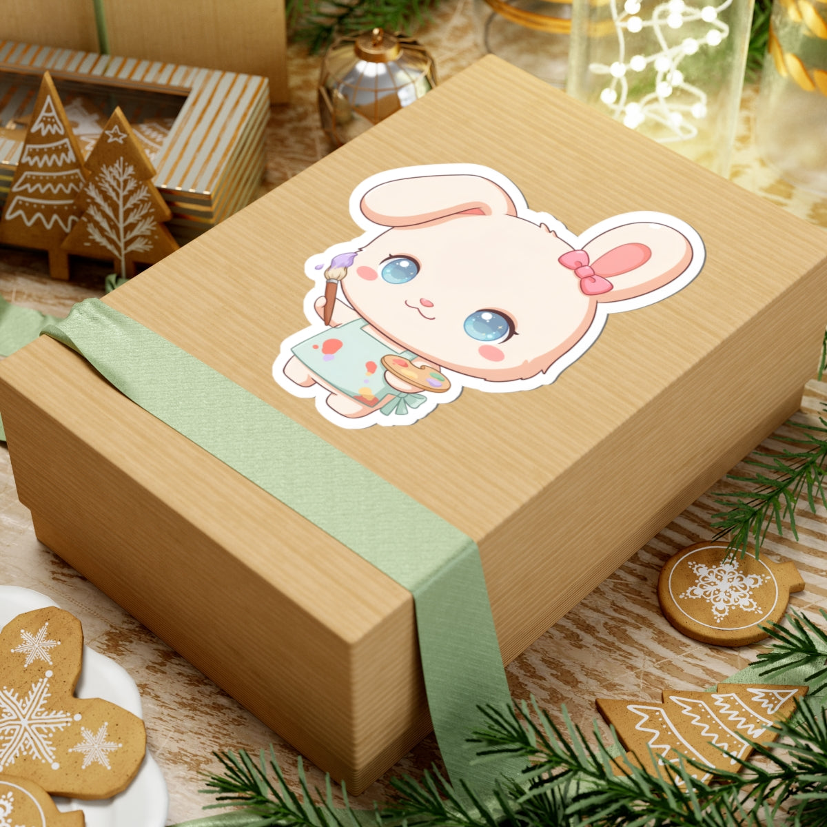 Kawaii Bunny Sticker for Art Lovers and Creative Journals