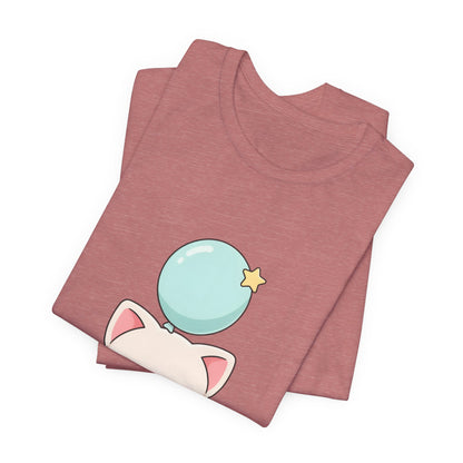 Kawaii Cat Balloon T-Shirt, Cute Chibi Kitty Tee