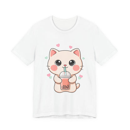 Kawaii Bubble Tea Cat T-Shirt for Cat and Boba Lovers