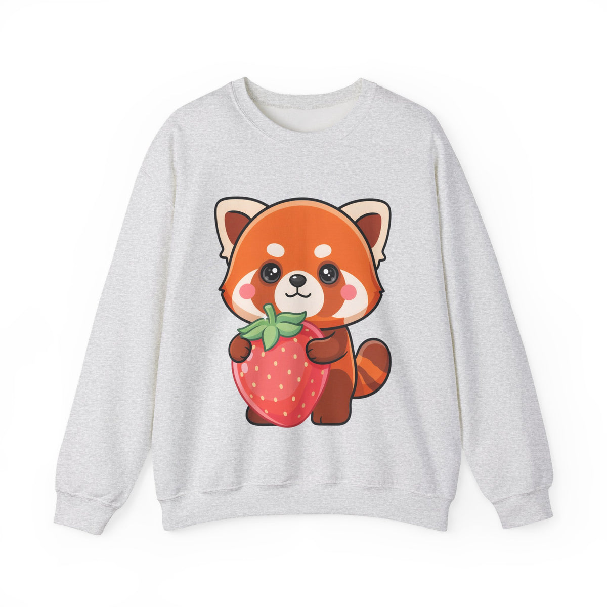Kawaii Red Panda Sweatshirt, Cute Strawberry Hug Crewneck