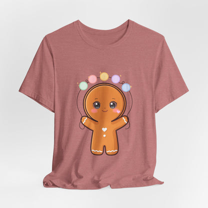 Kawaii Gingerbread Man Christmas T-Shirt, Cute Holiday Tee