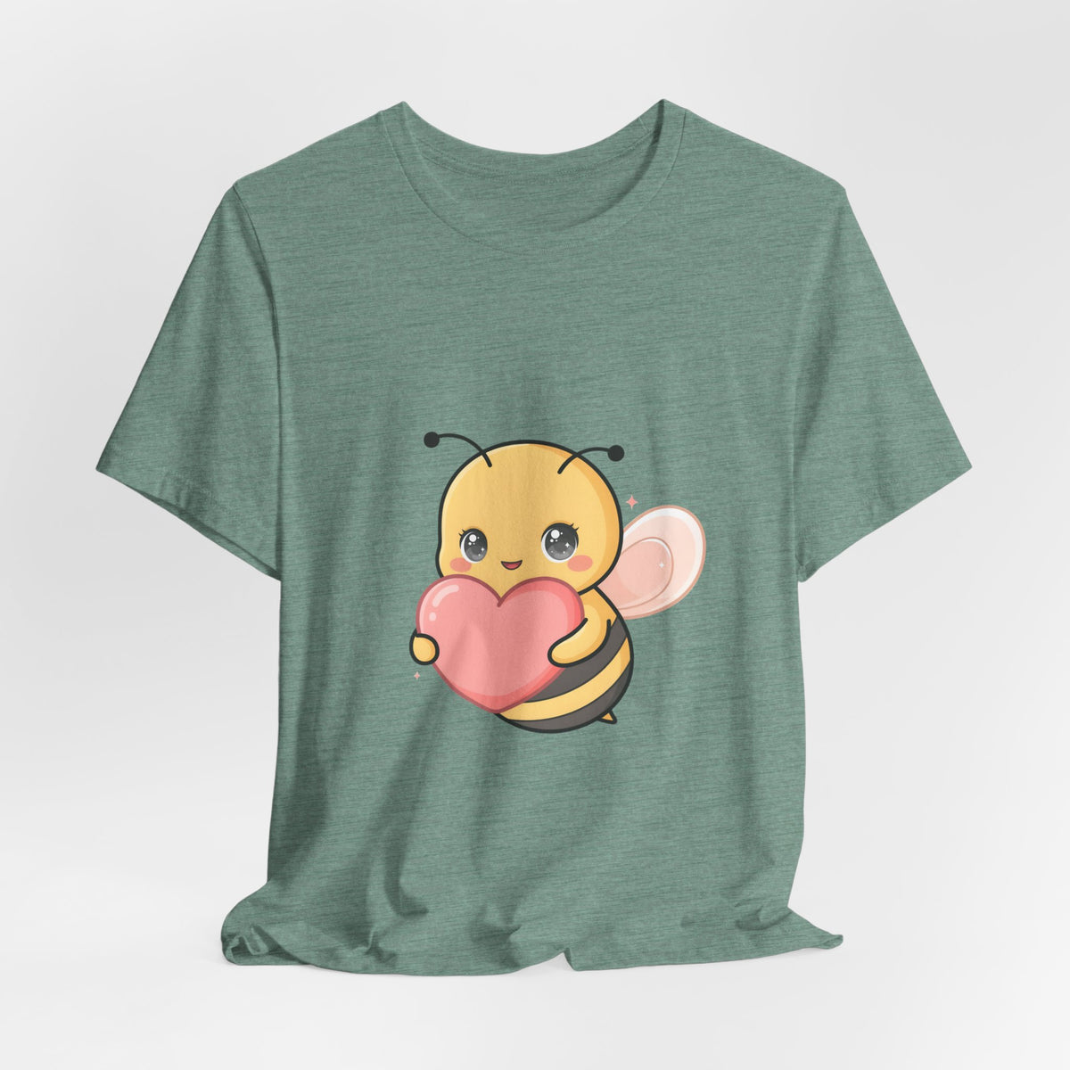 Kawaii Bee T-Shirt: Sweet Heart-Loving Unisex Tee