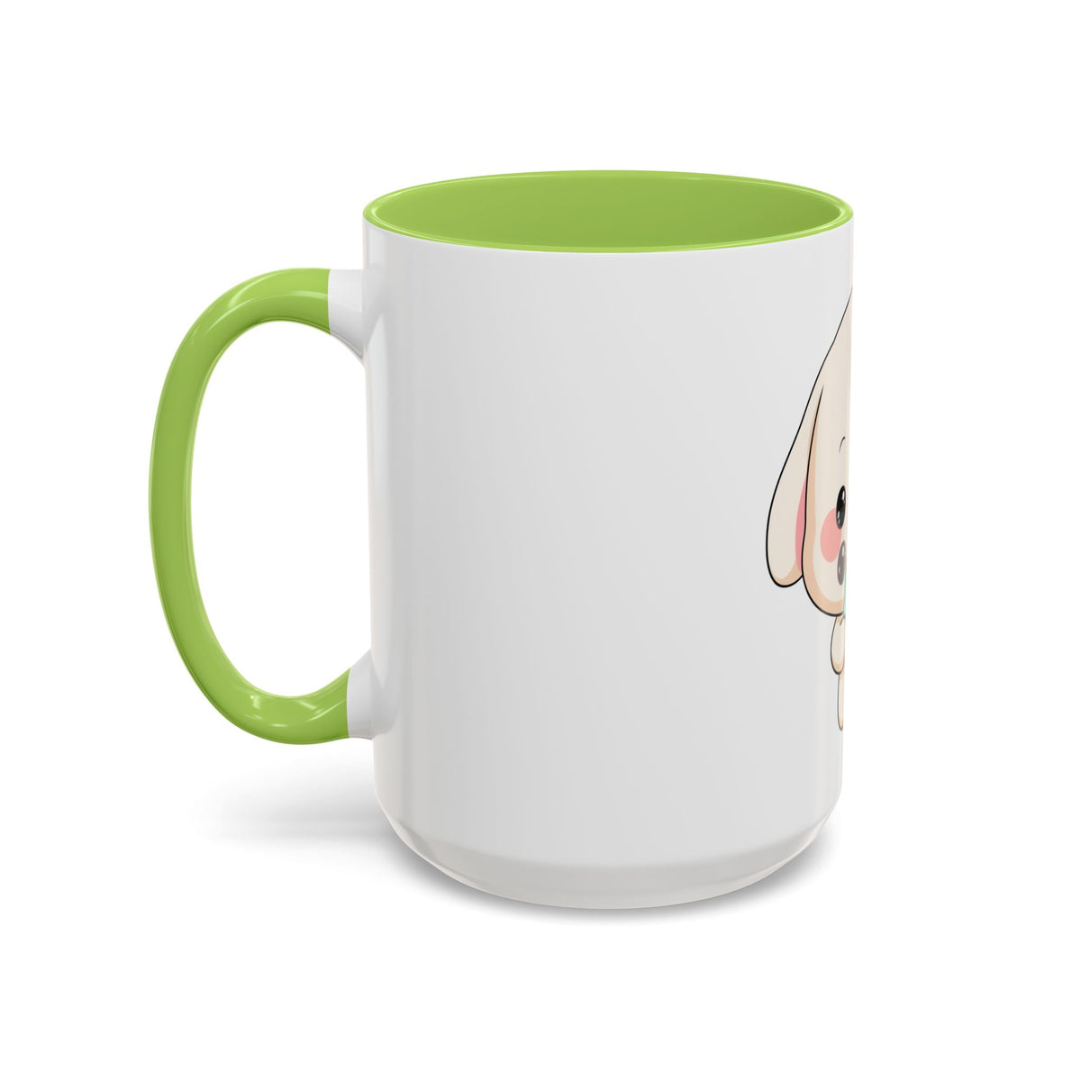Kawaii Bunny Accent Coffee Mug, Cute Ice Cream Rabbit
