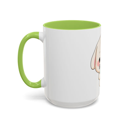 Kawaii Bunny Accent Coffee Mug, Cute Ice Cream Rabbit
