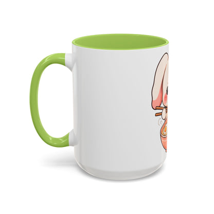 Kawaii Ramen Bunny Accent Coffee Mug, 11 oz or 15 oz