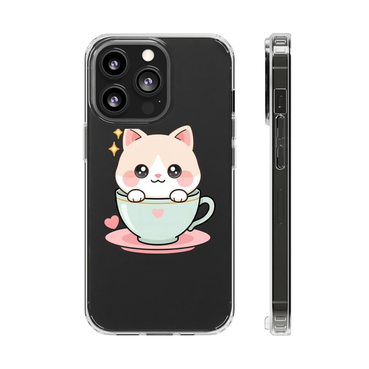 Kawaii Cat Phone Case, Cute Teacup Kitty Gift