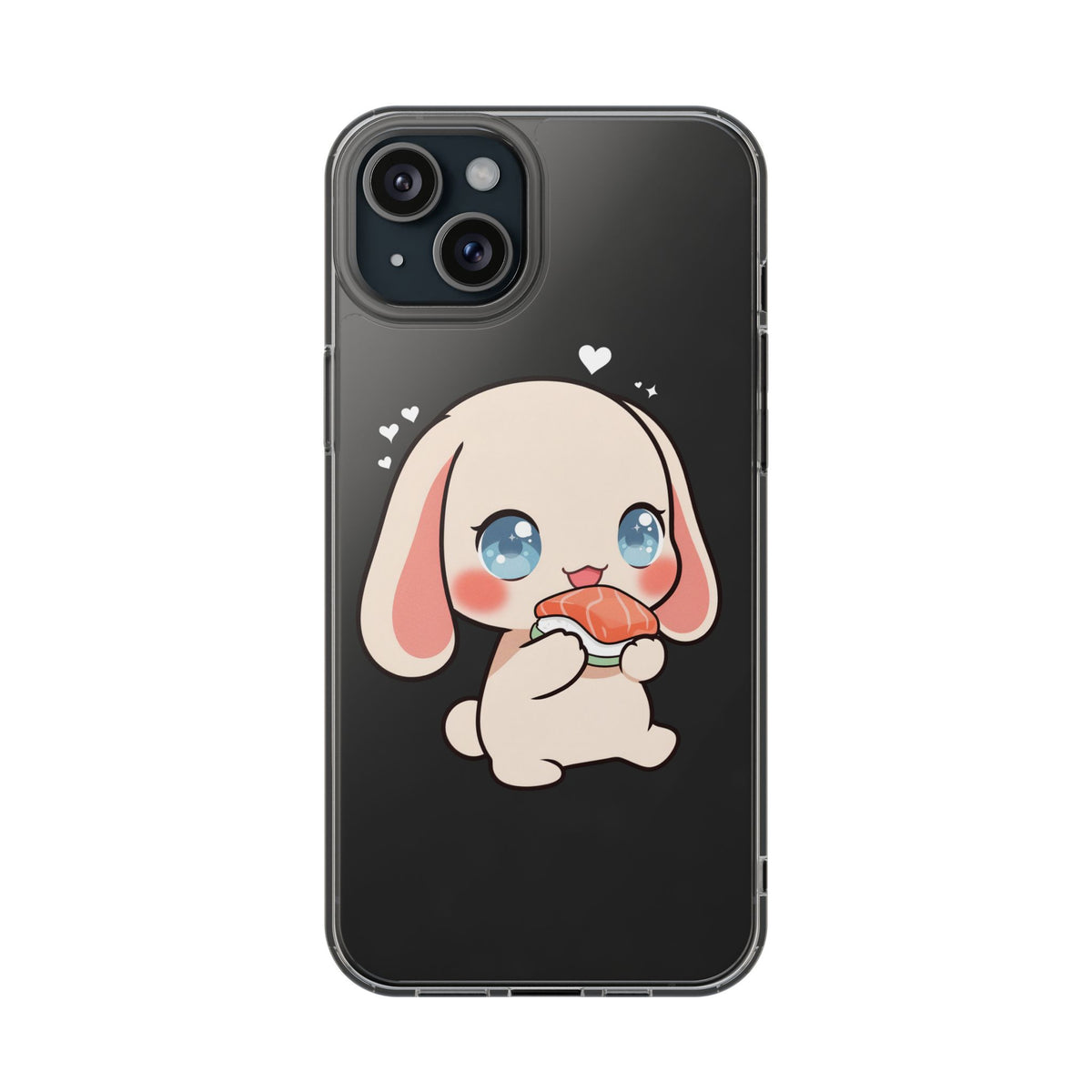 Kawaii Bunny Sushi Phone Case, Clear Impact-Resistant