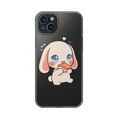 Kawaii Bunny Sushi Phone Case, Clear Impact-Resistant