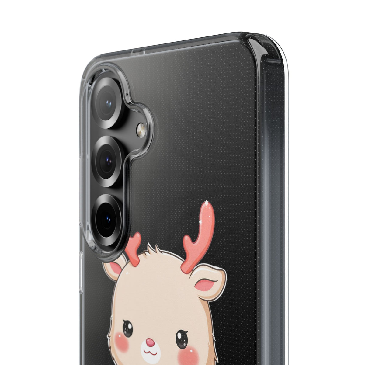 Kawaii Reindeer Clear Impact-Resistant Phone Case
