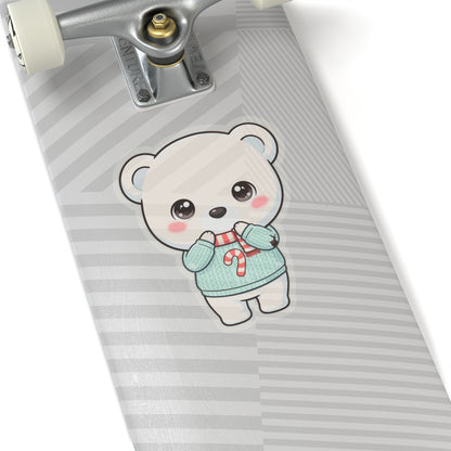 Kawaii Polar Bear Christmas Sticker for Cozy Holiday Cheer