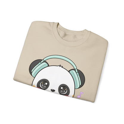 Kawaii Panda Music Sweatshirt, Cute Headphone Panda Crewneck