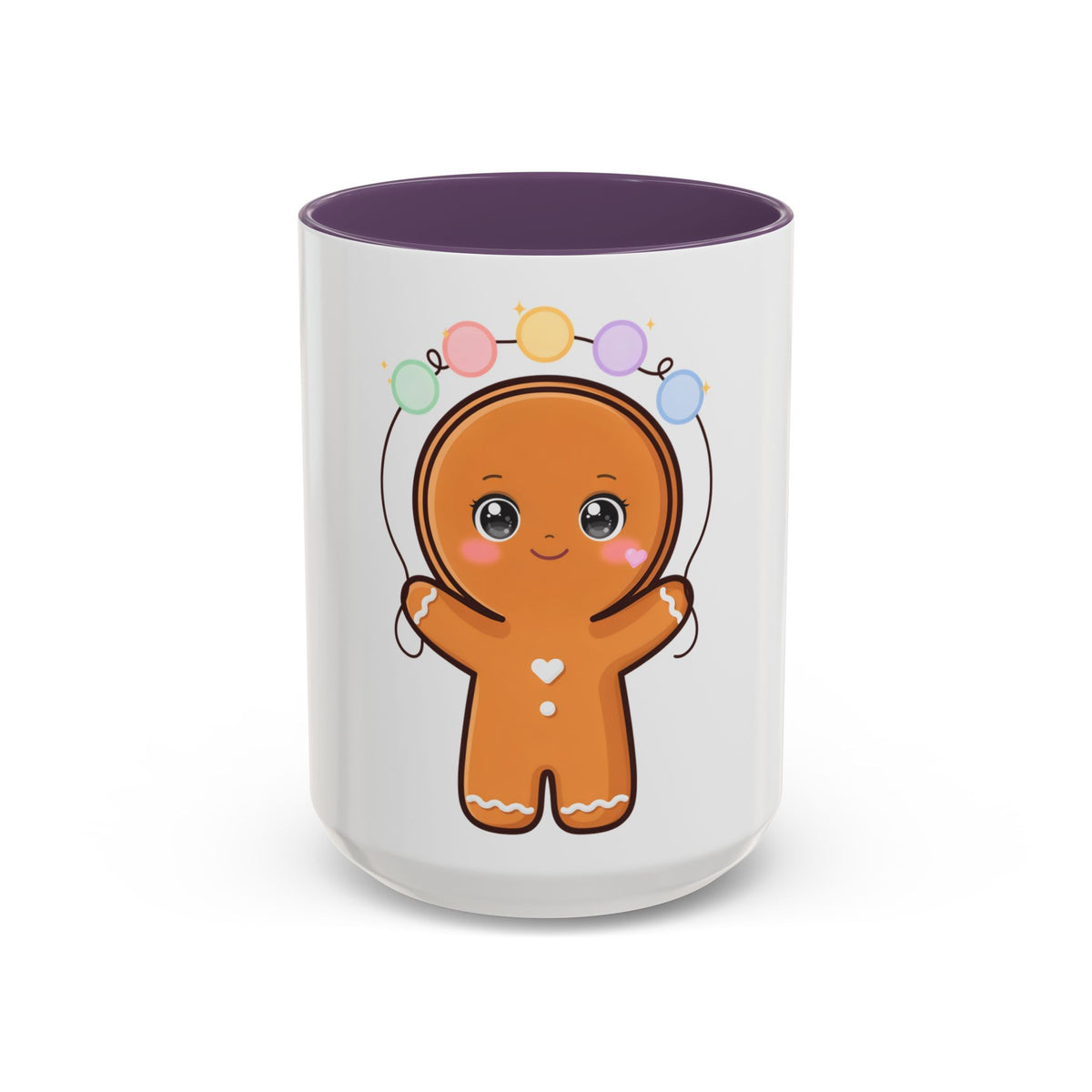 Gingerbread Man Accent Coffee Mug, Cute Kawaii Holiday Gift