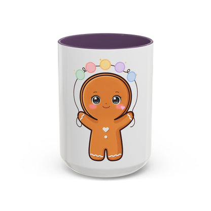 Gingerbread Man Accent Coffee Mug, Cute Kawaii Holiday Gift