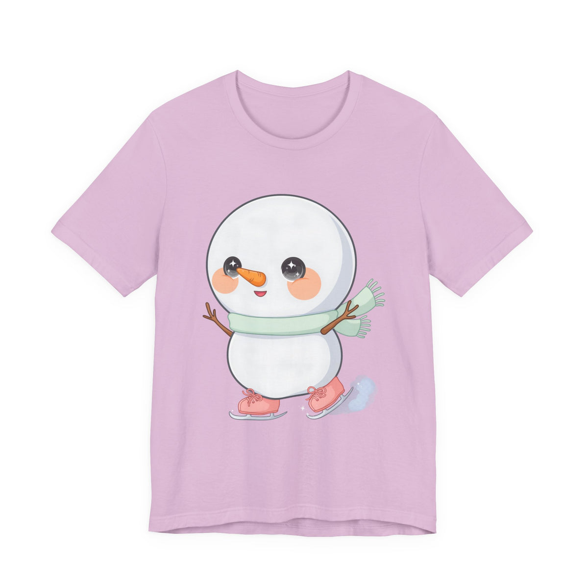 Cute Snowman T-Shirt, Kawaii Ice Skating Holiday Gift