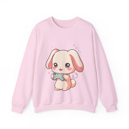 Kawaii Gamer Bunny Sweatshirt for Cozy Gaming Days