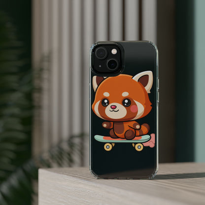 Red Panda Skateboard Phone Case, Cute Kawaii Style