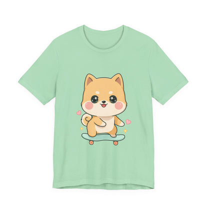 Kawaii Shiba Inu Skateboarder Tee for Dog Lovers