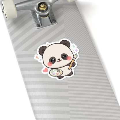 Kawaii Panda Artist Kiss-Cut Sticker for Art Lovers
