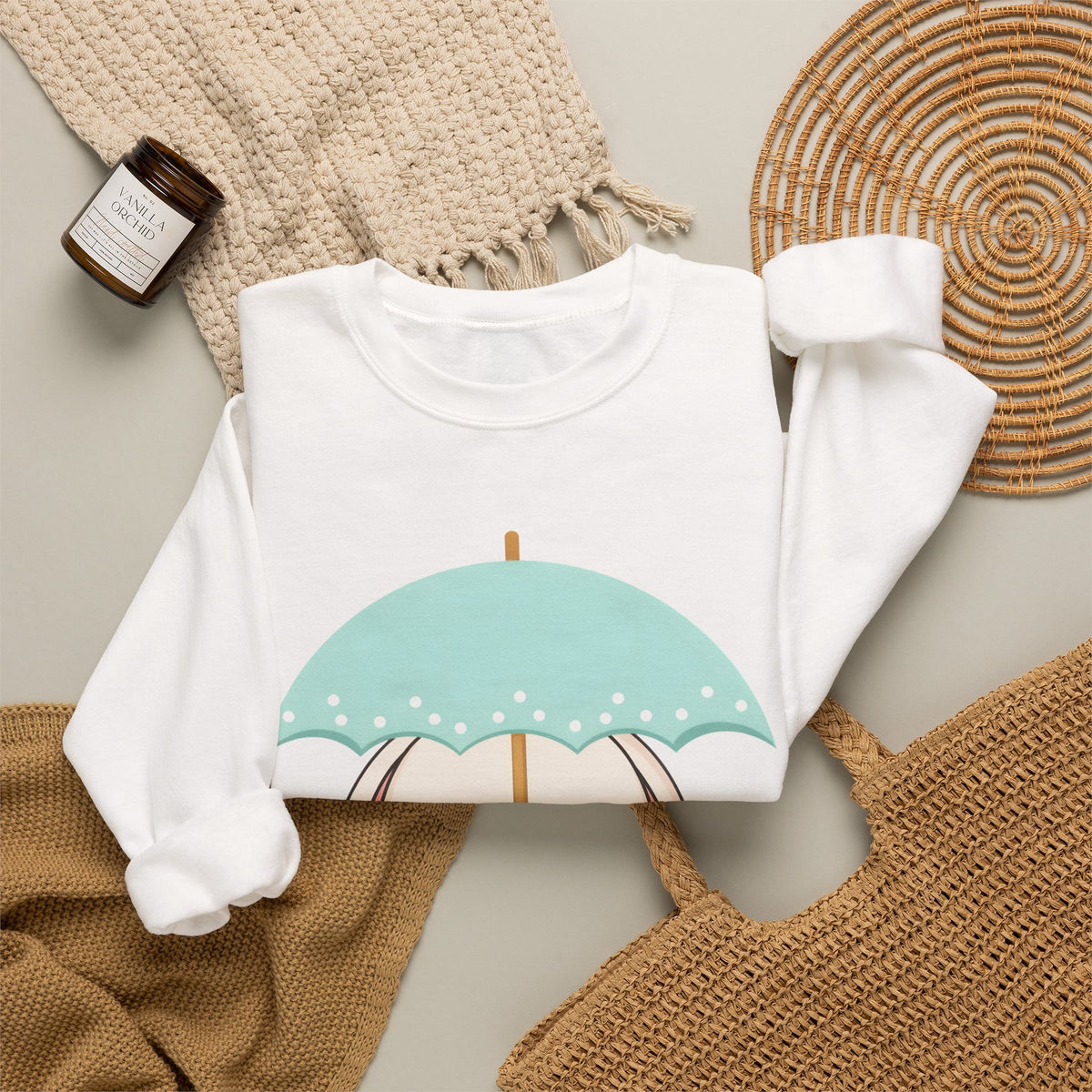 Kawaii Bunny Sweatshirt with Umbrella | Cute Chibi Gift