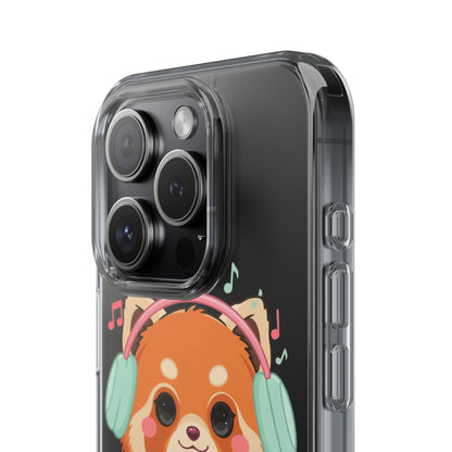 Red Panda Phone Case, Kawaii Music Lover Clear Case