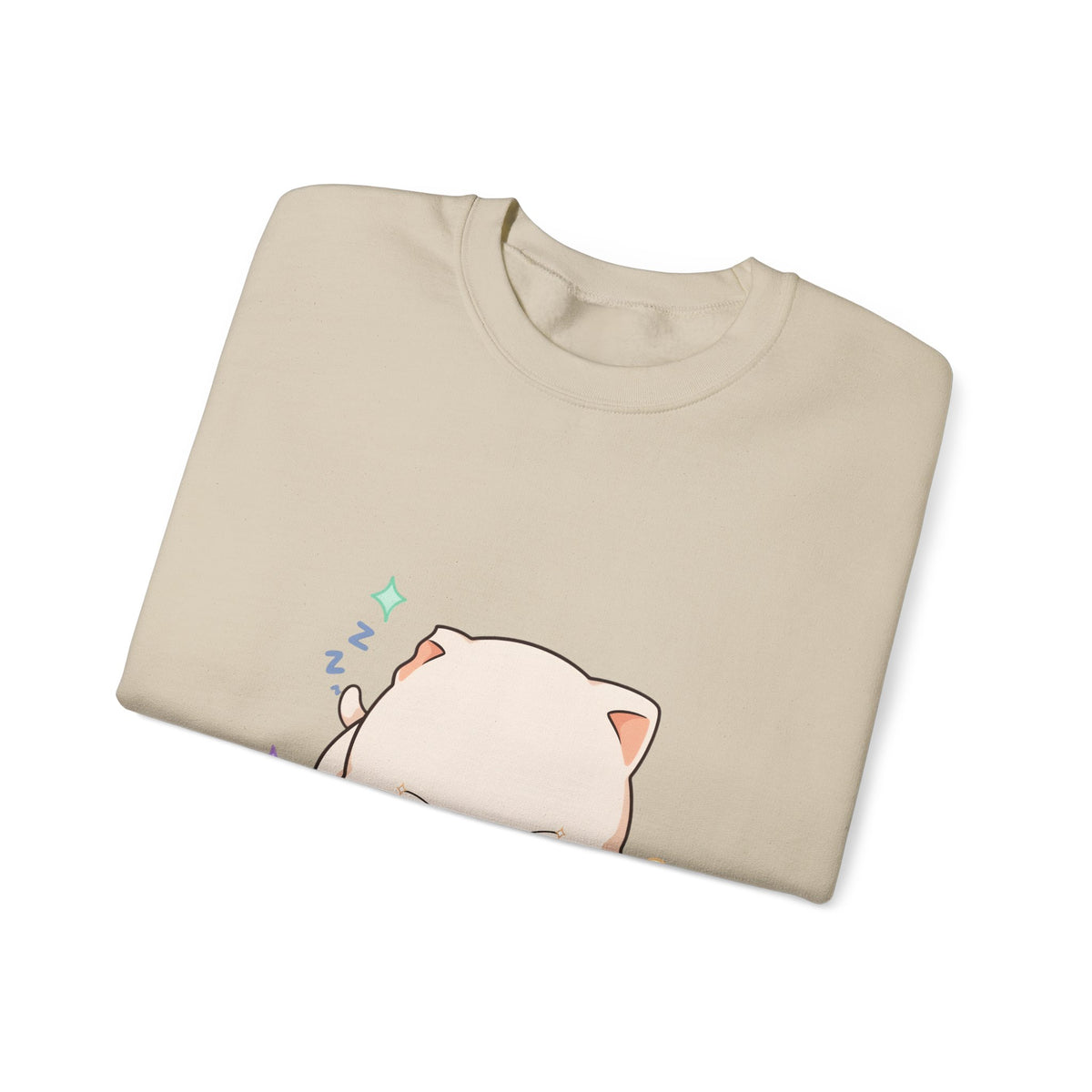 Kawaii Sleeping Cat Sweatshirt, Cozy Cloud Cat Crewneck