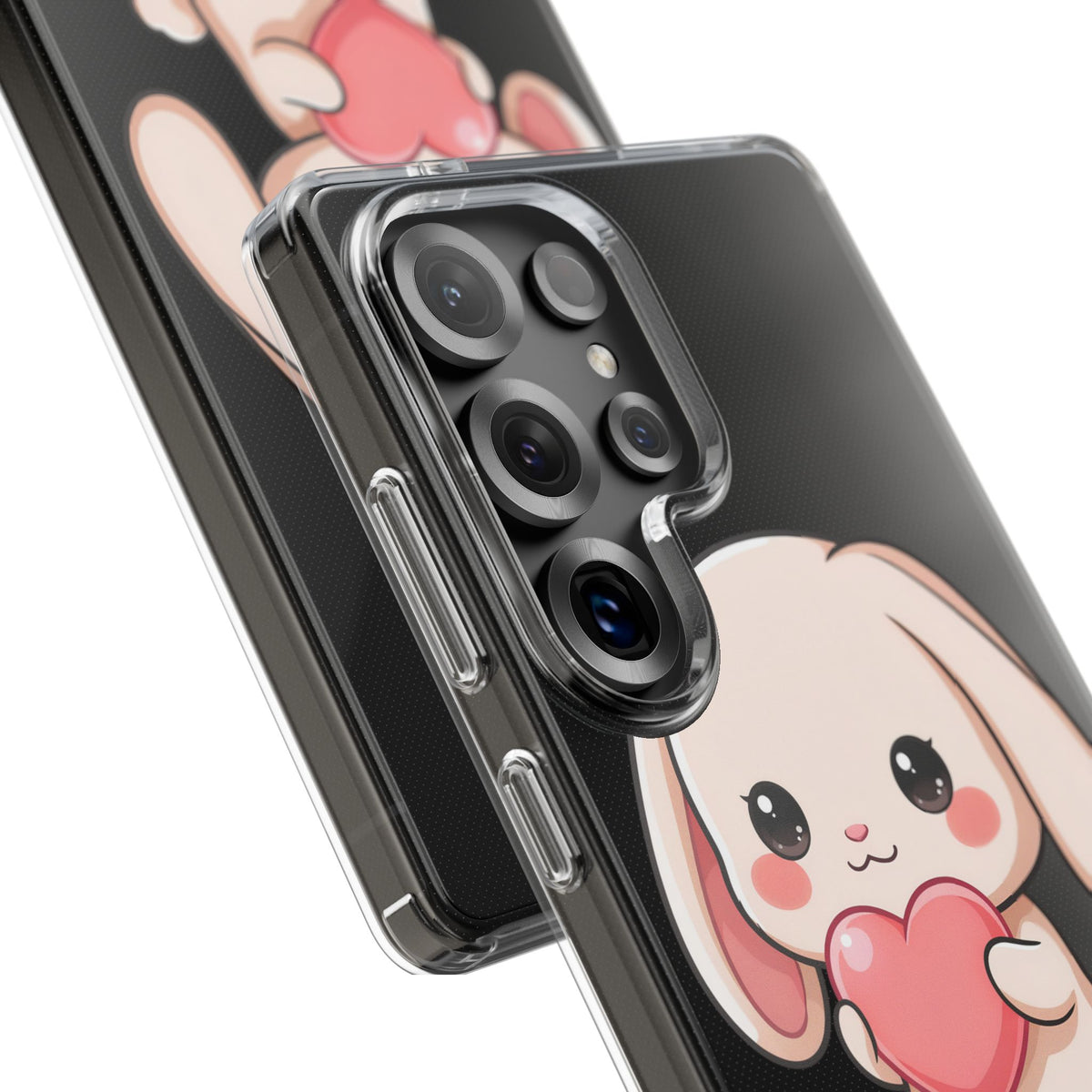 Kawaii Bunny Clear Phone Case with Heart