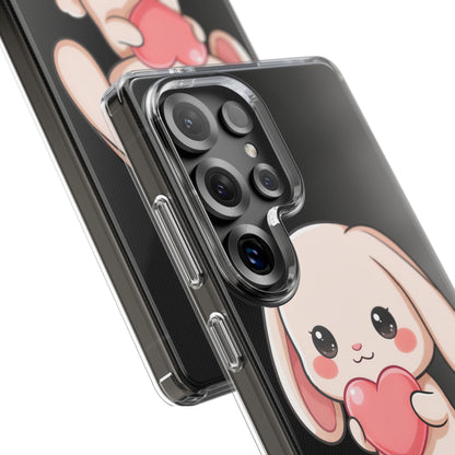 Kawaii Bunny Clear Phone Case with Heart