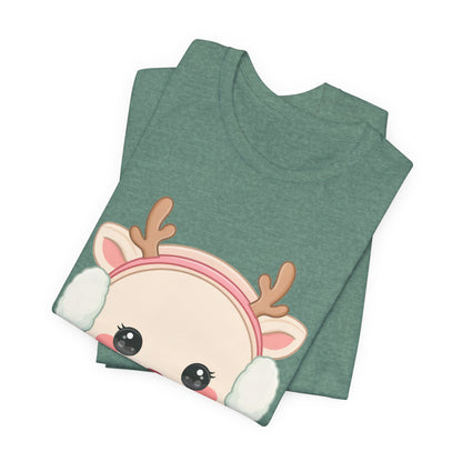 Kawaii Reindeer T-Shirt, Cute Winter Animal Tee