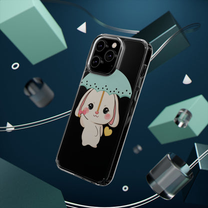 Kawaii Bunny Phone Case with Umbrella | Cute Clear Case
