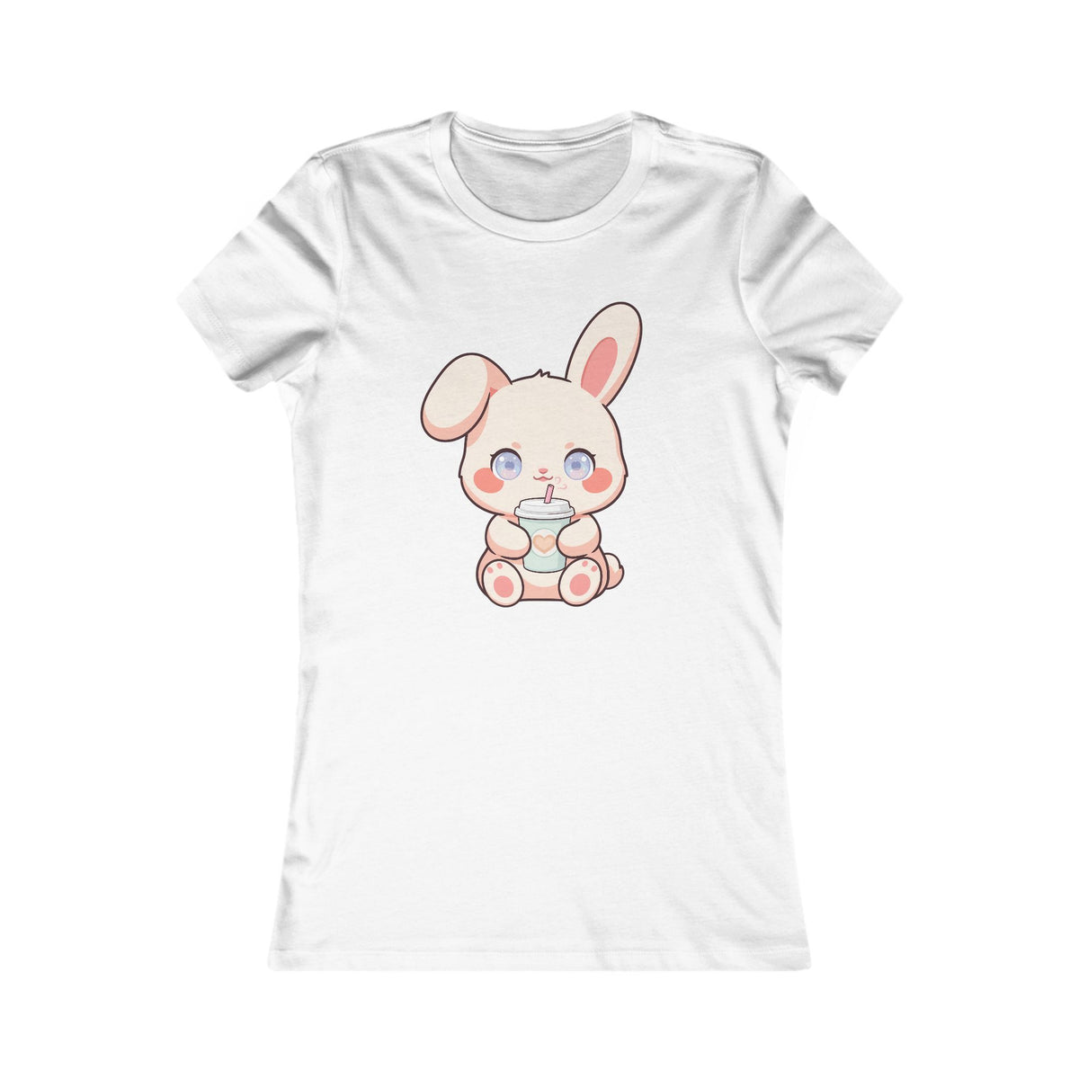 Kawaii Bunny Latte T-Shirt for Cozy Coffee Breaks