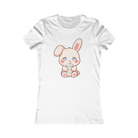 Kawaii Bunny Latte T-Shirt for Cozy Coffee Breaks