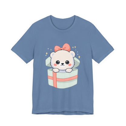 Kawaii Polar Bear Tee, Cute Gift Box Cub Unisex Shirt