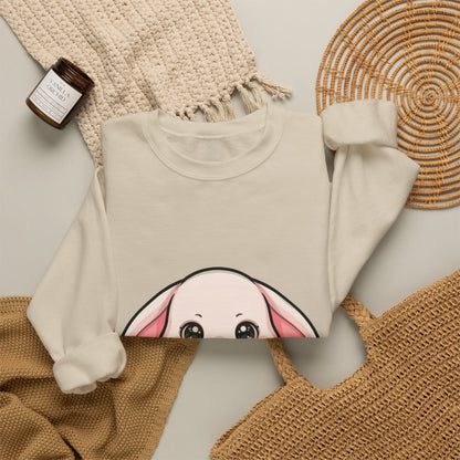 Kawaii Bunny Sweatshirt Hugging a Strawberry