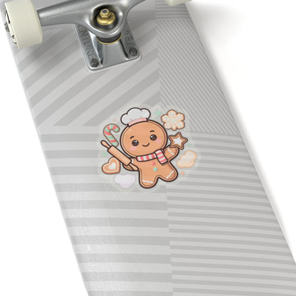 Kawaii Gingerbread Baker Christmas Kiss-Cut Sticker