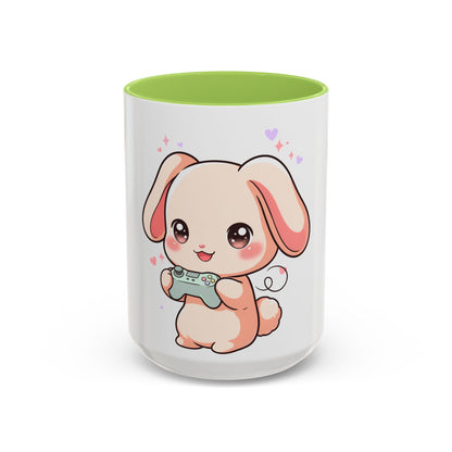 Gamer Bunny Accent Coffee Mug for Kawaii Game Lovers
