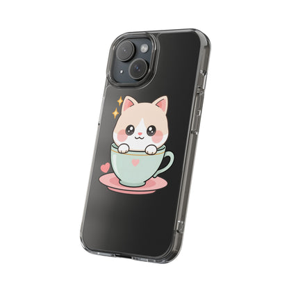 Kawaii Cat Phone Case, Cute Teacup Kitty Gift