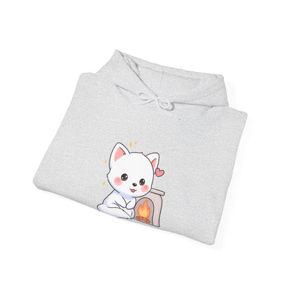Kawaii Arctic Fox Hoodie for Cozy Fireplace Evenings