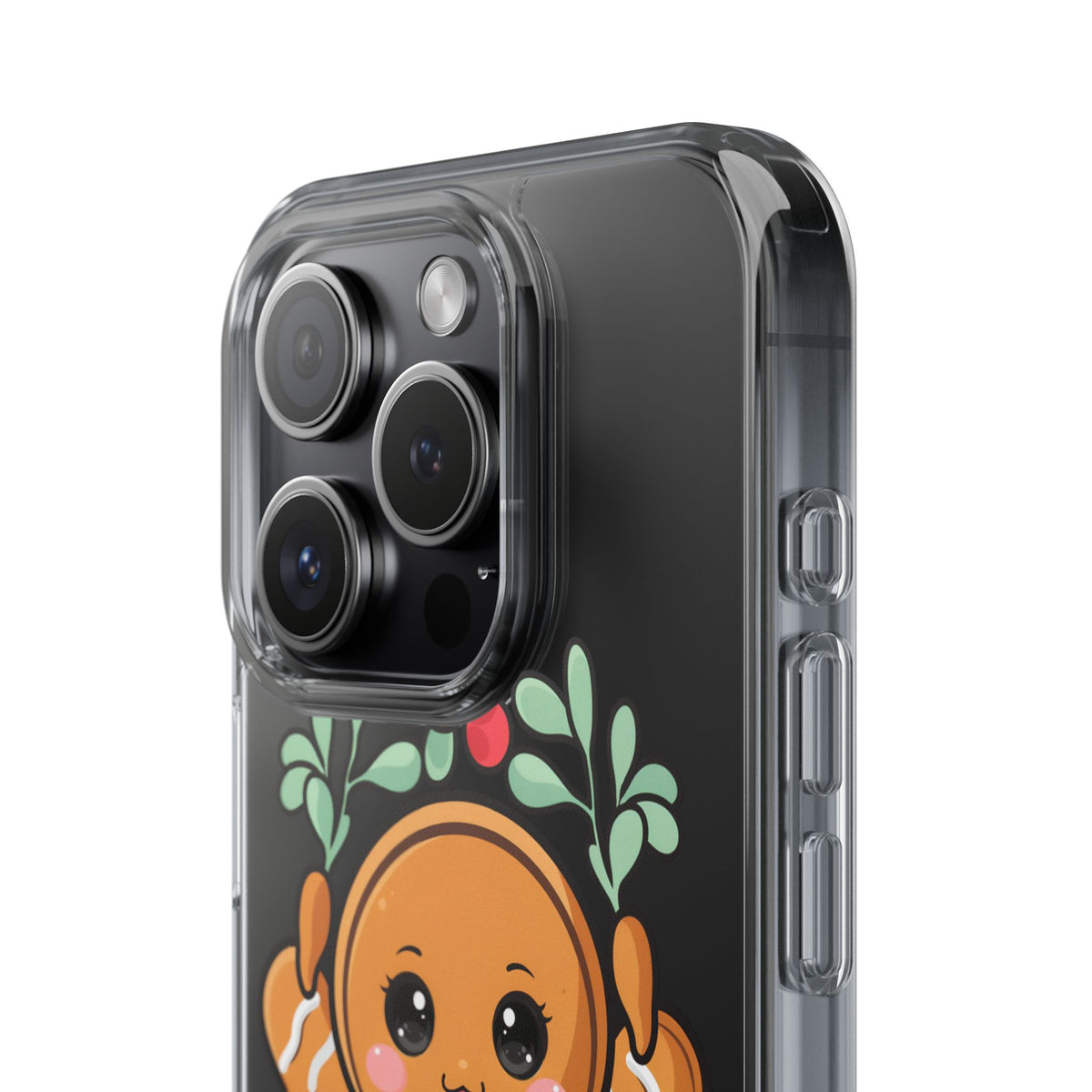 Kawaii Gingerbread Phone Case with Mistletoe Cheer