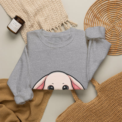 Kawaii Bunny Sweatshirt Hugging a Strawberry