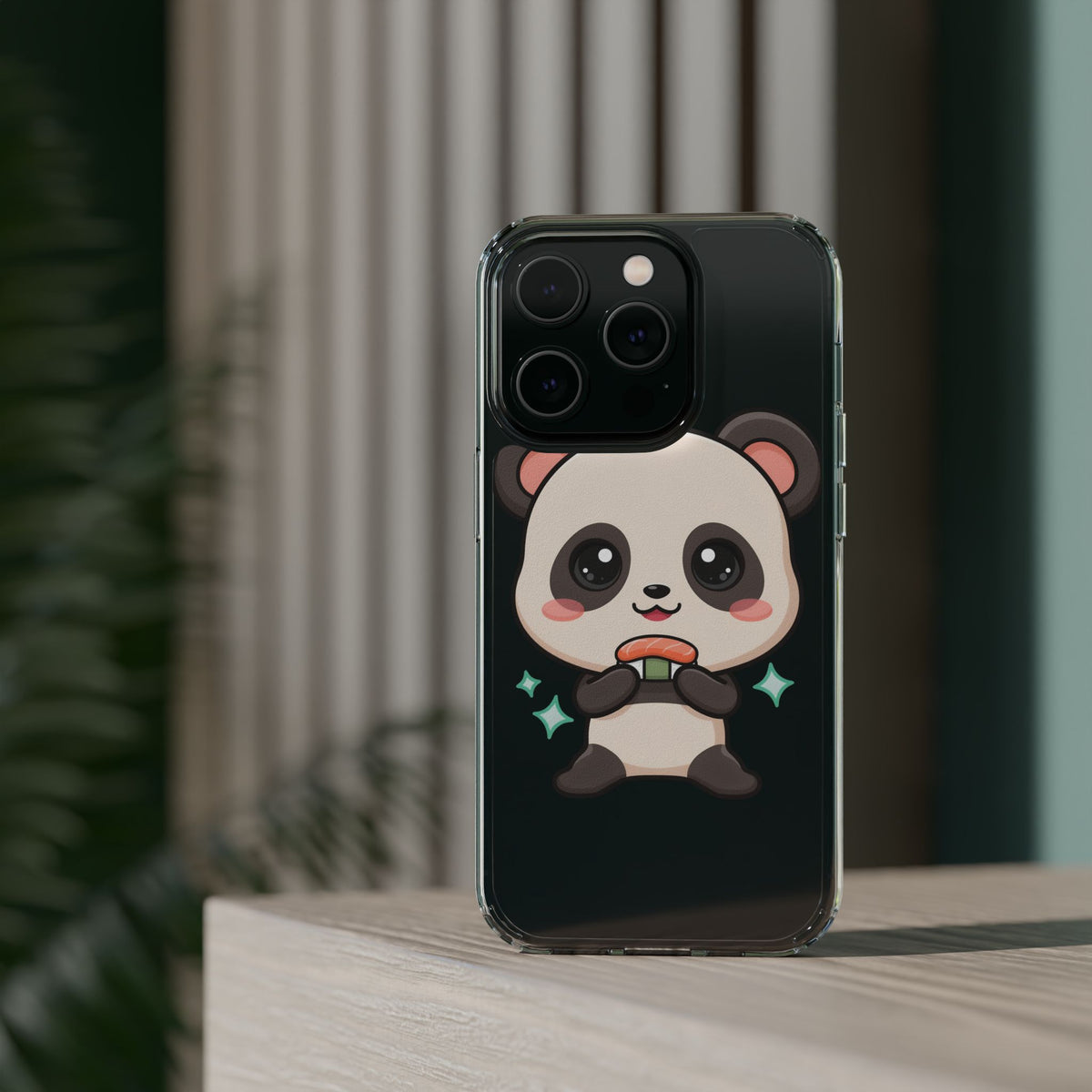 Kawaii Panda Sushi Phone Case, Clear Impact-Resistant Case