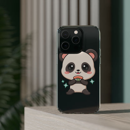 Kawaii Panda Sushi Phone Case, Clear Impact-Resistant Case