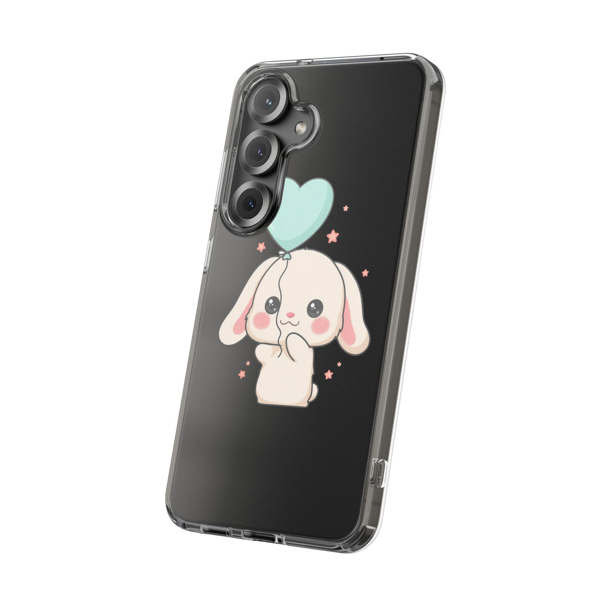 Kawaii Bunny Phone Case with Balloon, Clear Impact-Resistant