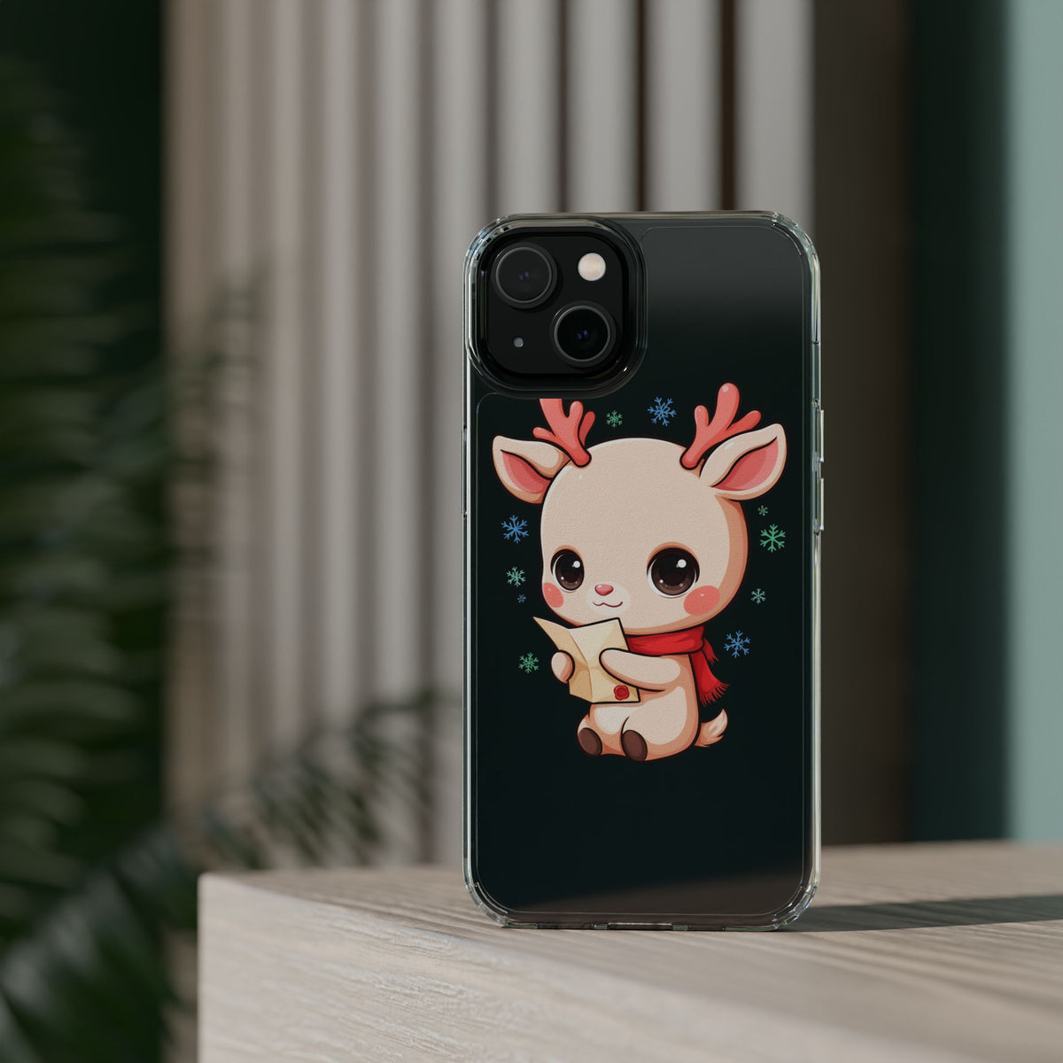 Christmas Reindeer Clear Impact-Resistant Phone Case