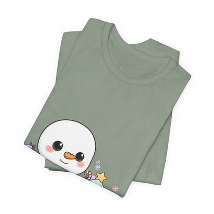 Kawaii Snowman Christmas T-Shirt for Festive Outfits