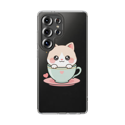 Kawaii Cat Phone Case, Cute Teacup Kitty Gift