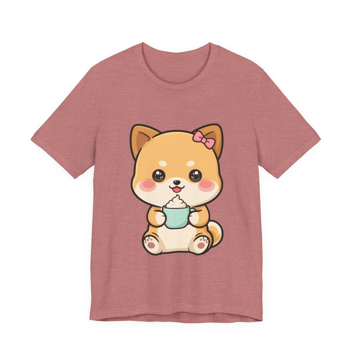 Kawaii Shiba Inu Coffee T-Shirt, Cute Latte Lover Tee